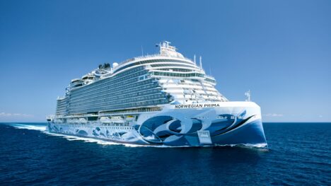 norwegian prima exterior sailing on the ocean